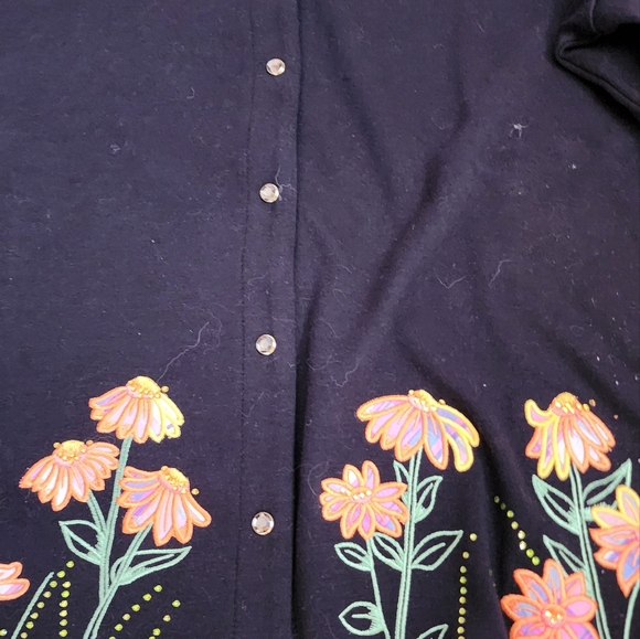 The Quacker Factory Cardigan Womens Size Large black Knit Embroidered - Picture 5 of 5
